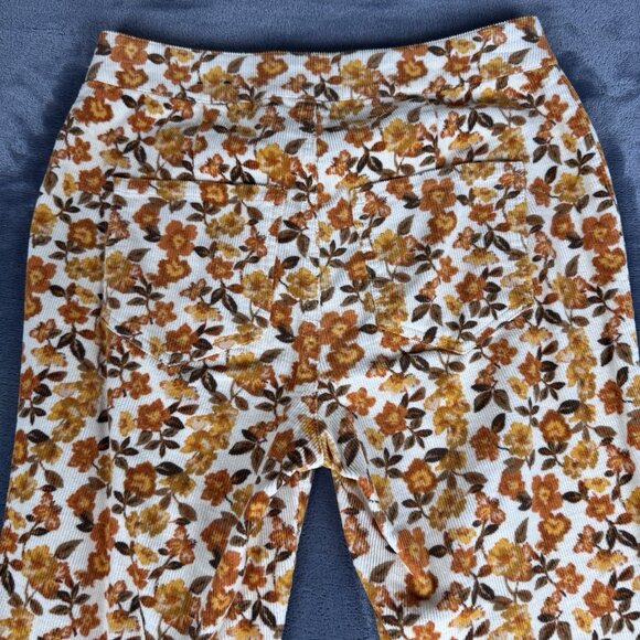 VERSONA Modern Floral Flare Corduroy Pants Bellbottom Jeans Hippie Boho Sz 0 - Picture 10 of 11
